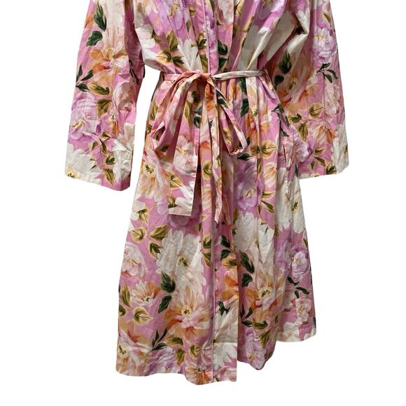 The Cat’s Pajamas Womens Luxe Pima Floral Kimono Robe Size M/L Blush Rose Lounge - Picture 6 of 9